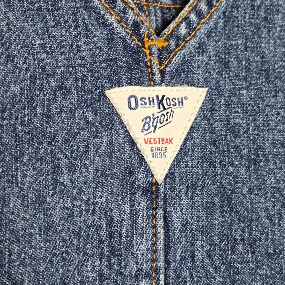 OshKosh B'gosh Girls 3T Vintage Denim Overall Dress Cupcake Flower Embroidery